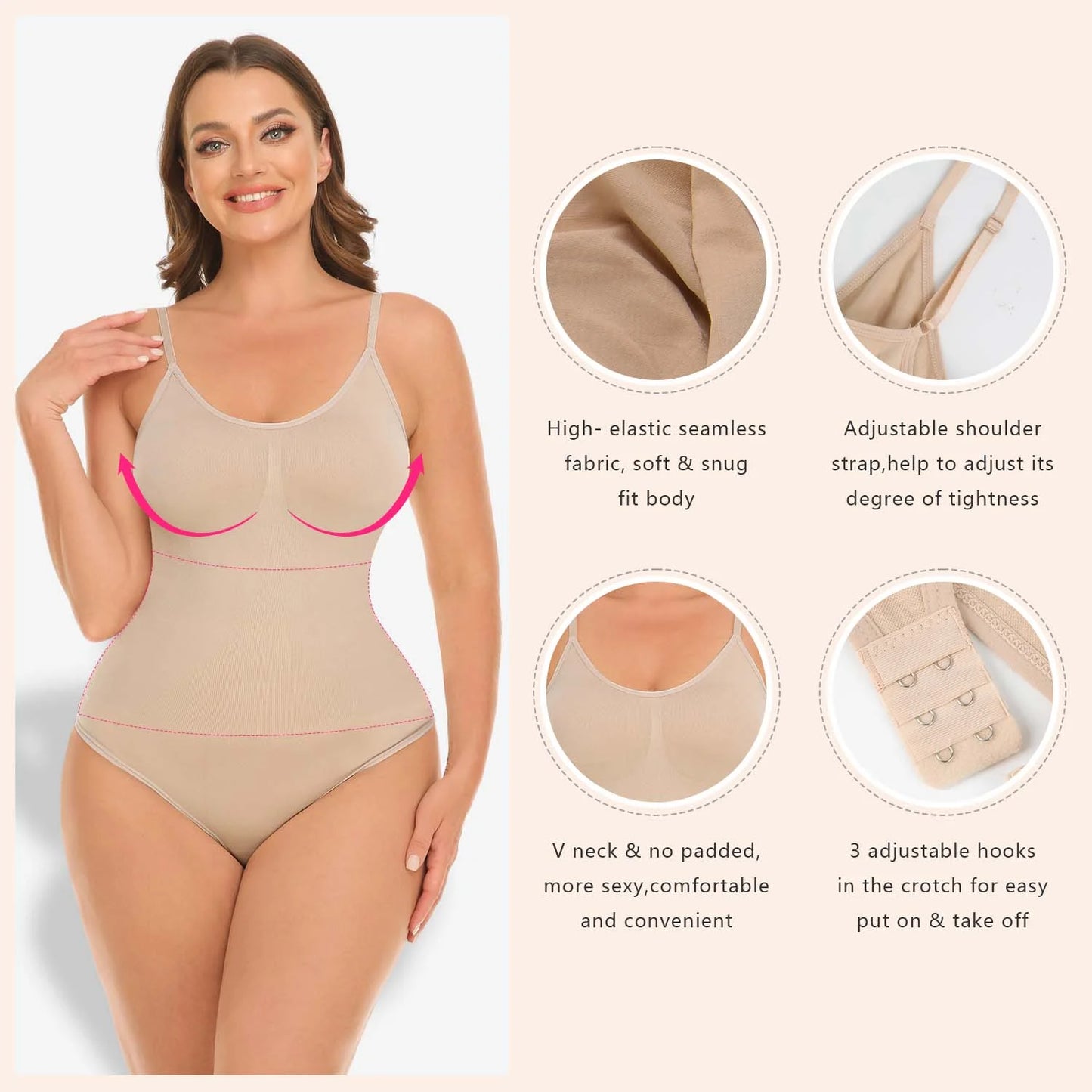 3 Packs Women Shapewear Tummy Control Bodysuit Seamless Sculpting Snatched Waist Body Suit Thong