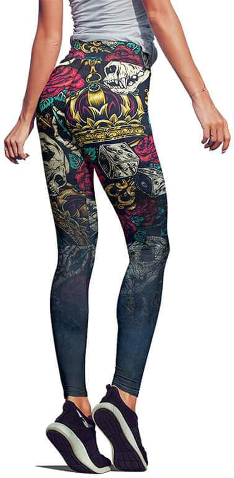 High Waisted Halloween Yoga Leggings for Women Tummy Control,Skull Halloween Print Pumpkin Print Running Stretch Yoga Pants Sweatpants, Black