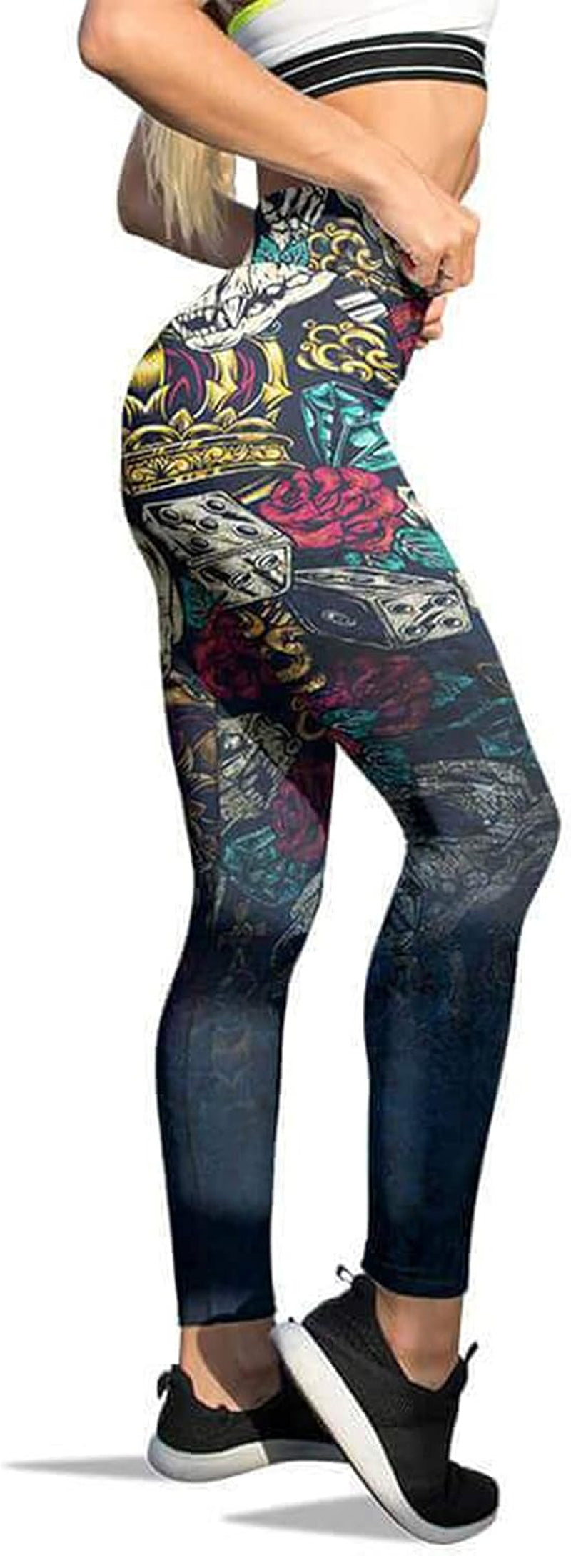 High Waisted Halloween Yoga Leggings for Women Tummy Control,Skull Halloween Print Pumpkin Print Running Stretch Yoga Pants Sweatpants, Black